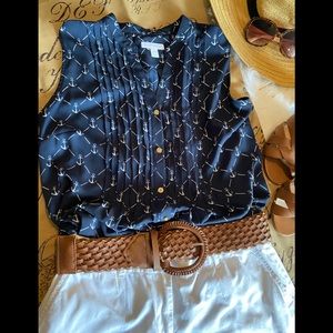 CHARTER CLUB Sailor Print Sleeveless Top